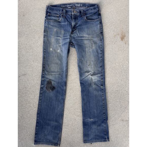 Carhartt Other - Carhartt Mens Rugged Flex Relaxed Fit 32x33 Medium Wash Jeans Paint / Thrash